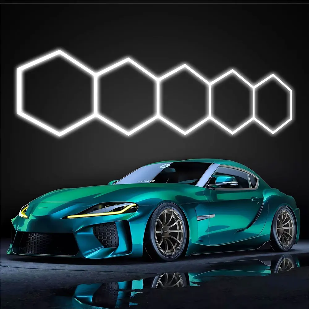 صف من 3/5 مصابيح سقف LED سداسية على شكل قرص العسل 6500K110V-240V مناسبة للمراجات وصالونات الشعر وصالات الصالات الرياضية وورش العمل 4S #3