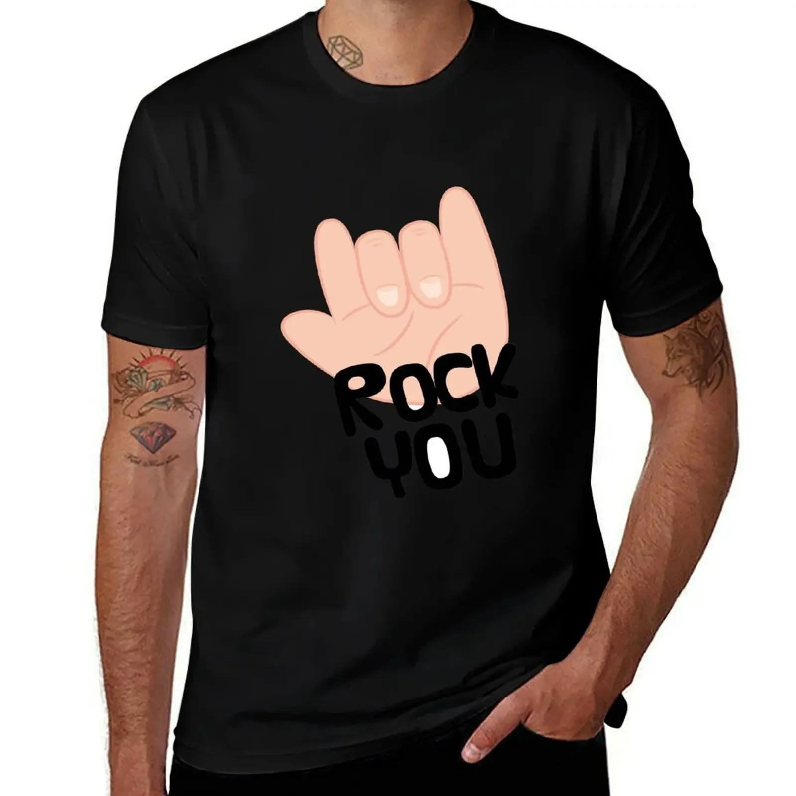 Rock you hand T-Shirt hippie clothes quick drying Men's cotton t-shirt