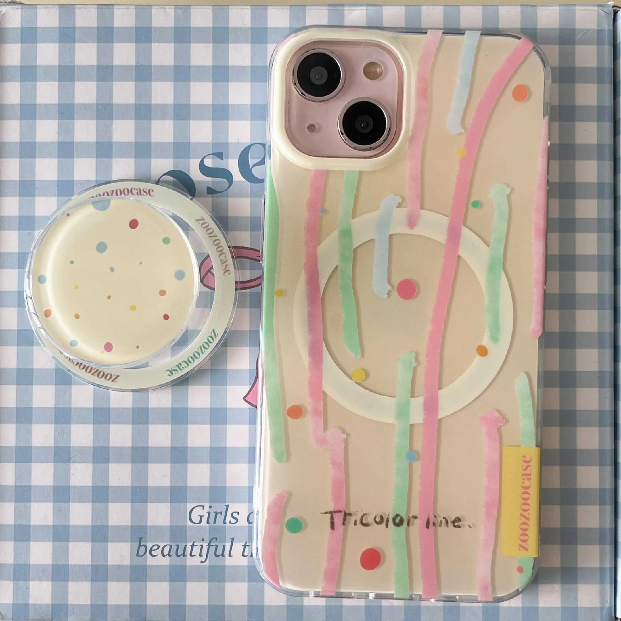 Summer colorful spots line phone case for iphone 13 15 pro max 14pro 15pro 15promax 13promax funny magnetic stand holder fundas