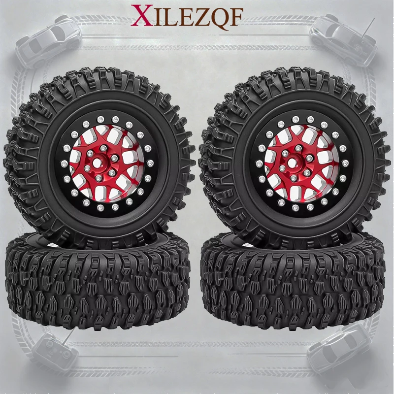 1.45‑Inch 65×25mm Type A Aluminum Beadlock Wheel & Tire Set RC Upgrade Parts for Axial SCX24 Traxxas TRX4M 1/18 1/24 Crawler Car
