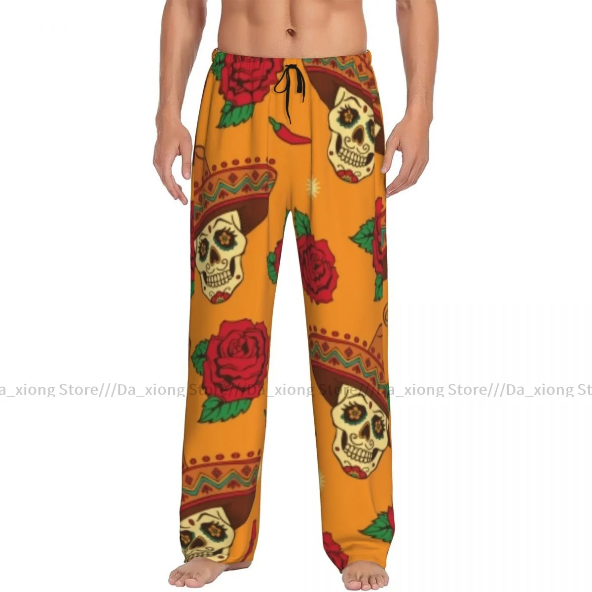 Mexican Skull Pattern Mens Pajamas Pyjamas Pants Lounge Pants Sleep Bottoms