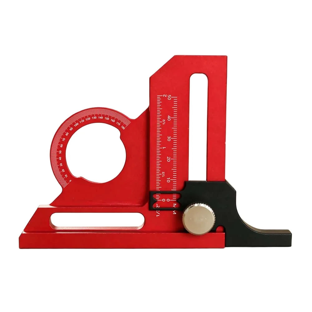 Adjustable Table Saw Height Gauge Ruler 0-60mm Aluminum Alloy Dual Scale Measuring Tool For Woodworking Cutting Depth Setting