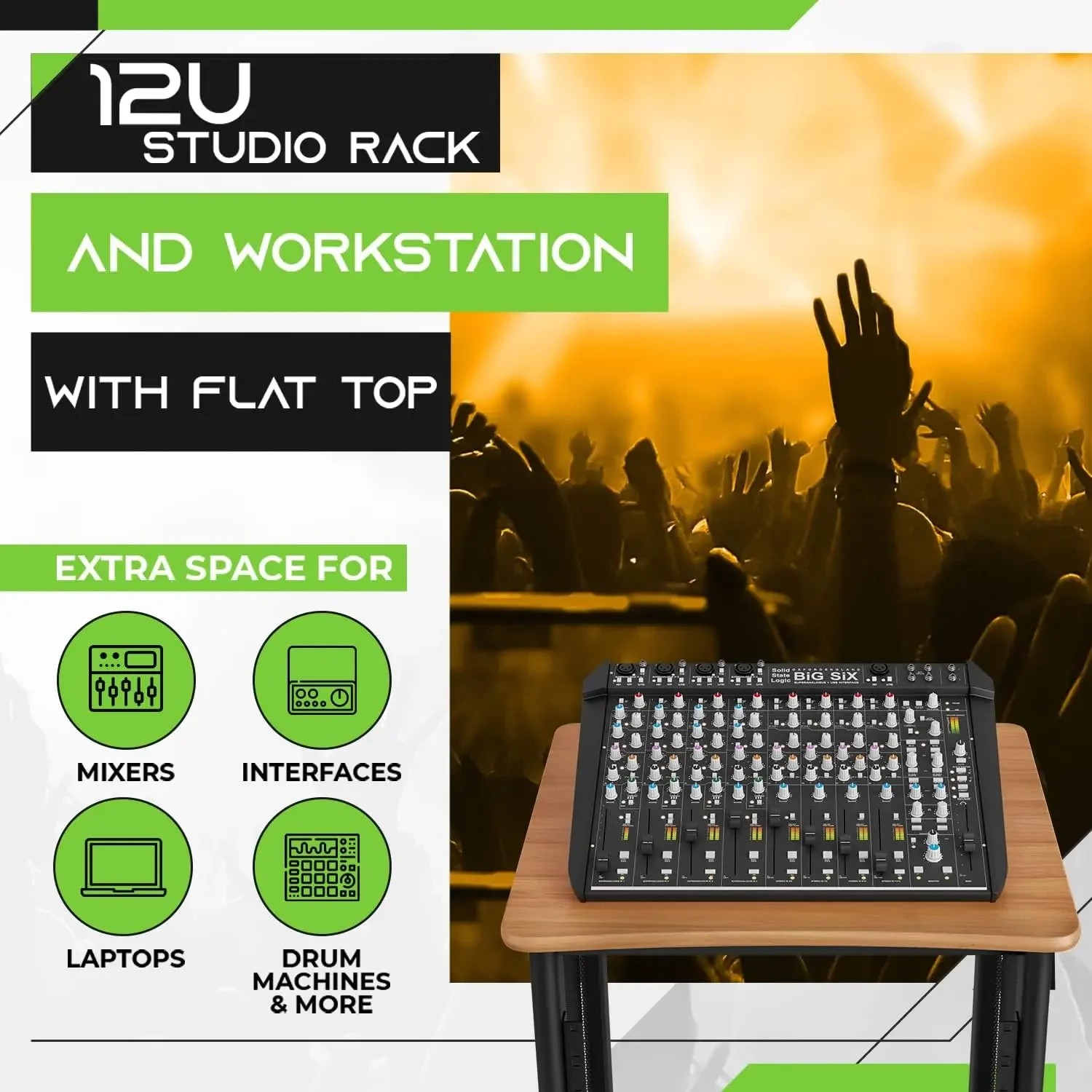 GearIT 12U Audio Rack with Flat Top for 19