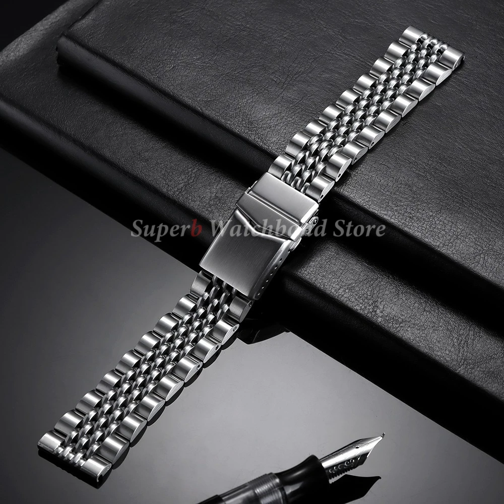 สแตนเลสสตีลสําหรับ Seiko 5 นาฬิกาคุณภาพสูง 20 มม.22 มม.ปลายแบนสายรัดข้อมือเครื่องมือสกรู Link เหล็ก