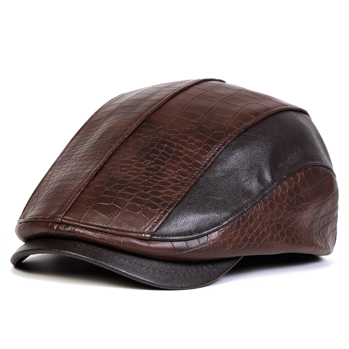 Unisex Retro Newsboy Caps Männer Britische Maler Hüte Herbst Winter Berets Leder Spleißen Flache Kappe Hip Hop Berets – Detail 5