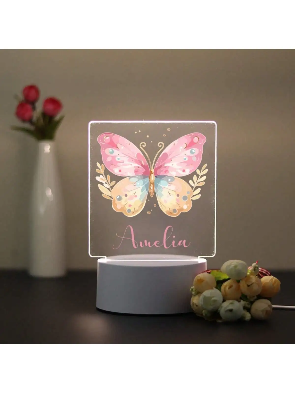 DIY mariposa 3D LED luz nocturna lindo dormitorio luces nocturnas decoración de la habitación de los niños regalo personalizado para mejores amigos artes y manualidades