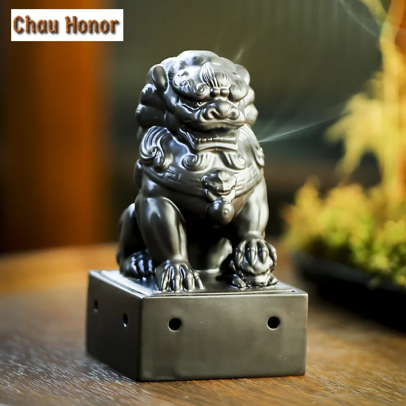 Creative Lion Square Art Ceramic Incense Holder Aromatherapy Furnace Incense Waterfall Smell Distributor Incense Burner Supplie