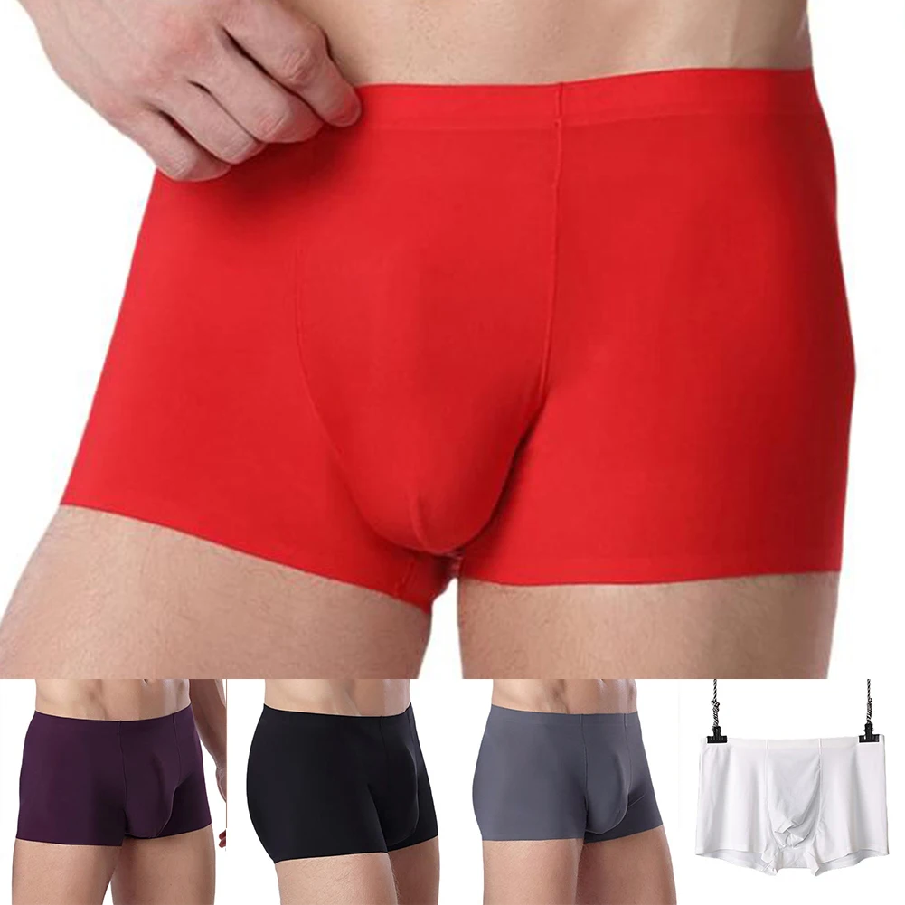 

Men Solid Color Underwear Seamless Boxers Breathable Pouch Underwear Panties Boxershorts Trunks Underpants Summer Trunk Short