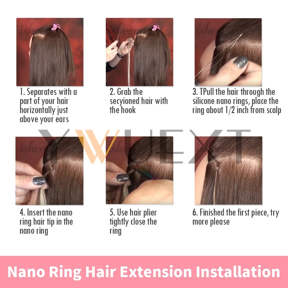 Nano Ring Human Hair Extensions 12" 16" 20" 24" Micro Beads Link Hair Extension Straight 7 Colors 100% Human Hair 50pcs