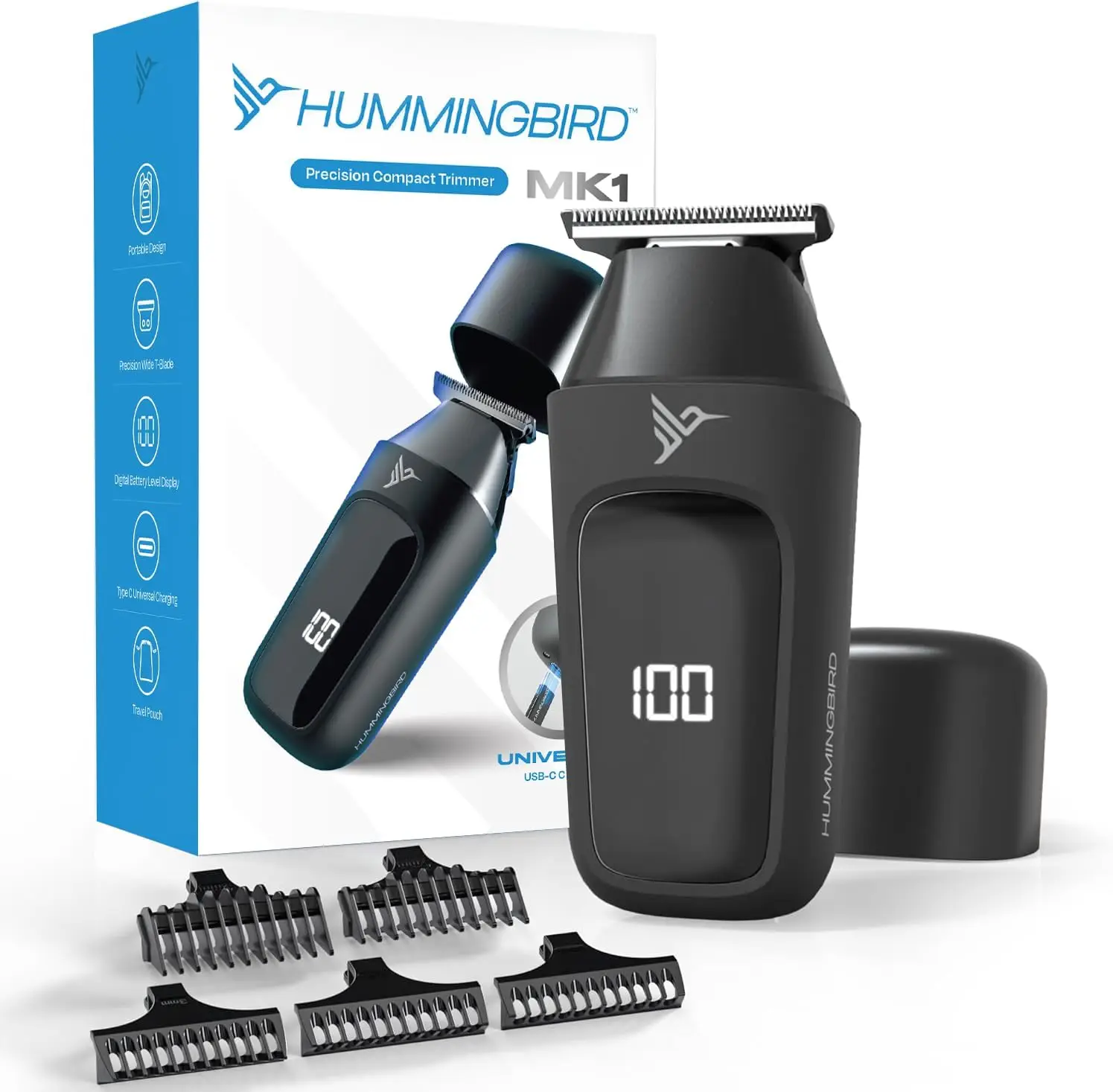 

Compact Cordless USB-C Rechargeable Beard & Body Hair Trimmer for Men, Portable Travel Shaver with Travel Pouch