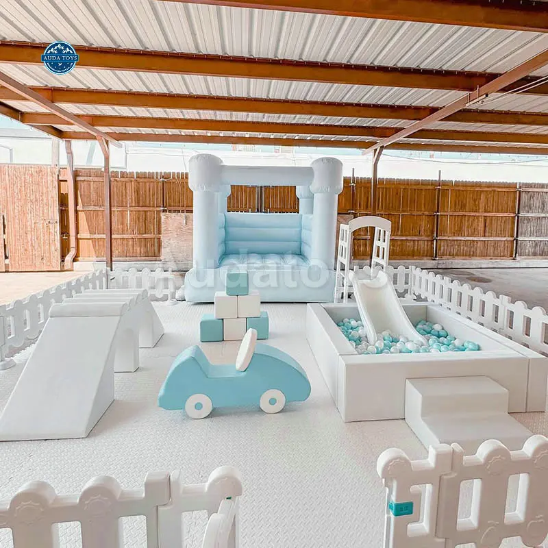 Pastel Blue Soft Play Equipment For Kids Cafe & Indoor Playground Soft Play Set