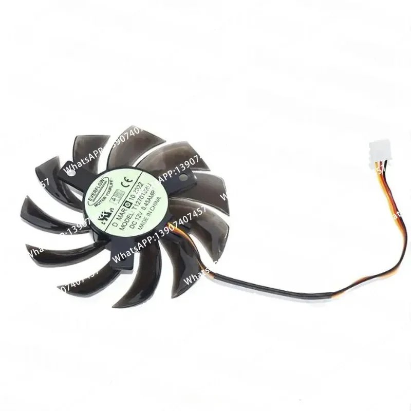 For Everflow Graphics Cooling Fan T127010BU DC12V 0.45A 3Lines Computer Cooler 7.5CM New