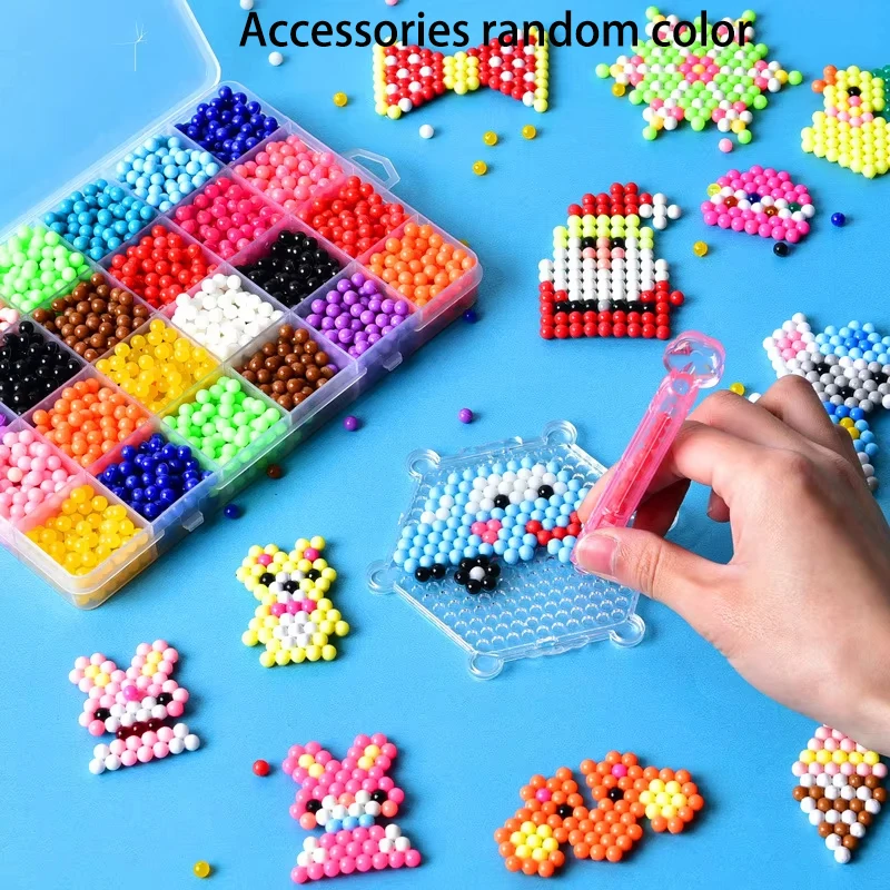 1000 Pcs/box DIY Water Spray Magic Beads Handmade Toy Set Children's Color Crystal Beads Puzzle Craft Kit Gift Variety Bean Toys