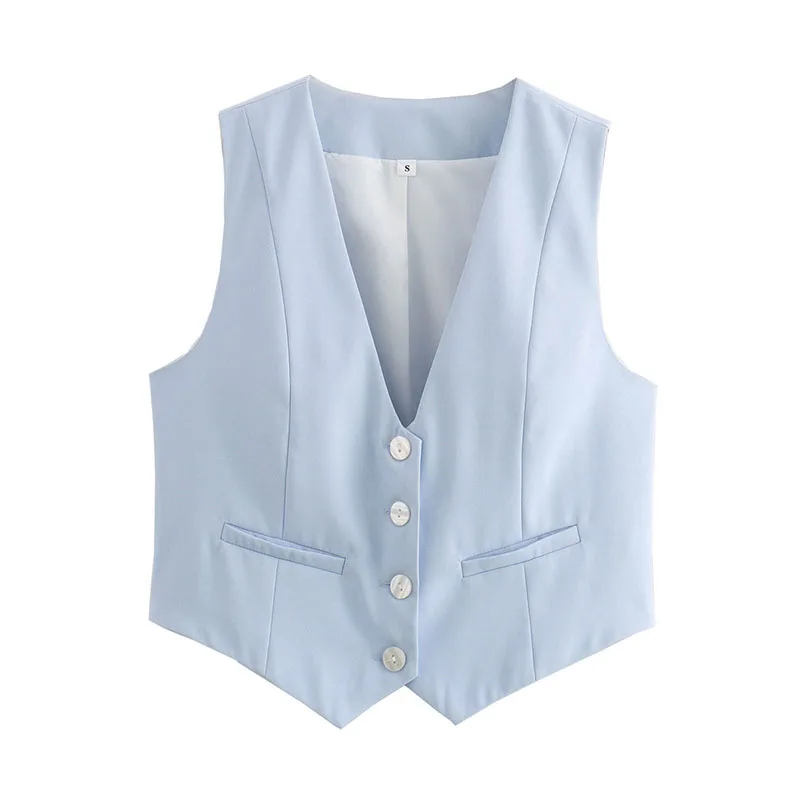 

INS woman clothing Waistcoats European Women's Fashion 6 Colors Y2K Summer Casual Vest Jumper Short Top Vests Jackets Coats