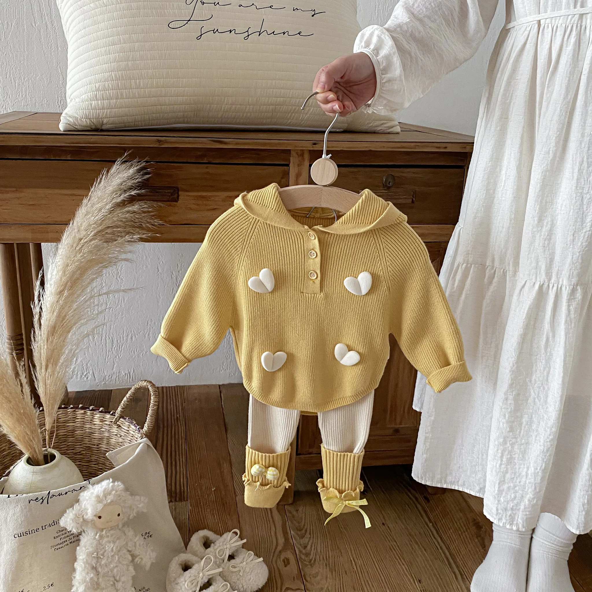autumn-and-winter-girl-sweater-set-cute-heart-shaped-hooded-cape-top-knitted-leggings-sweet-outdoor-knitted-set