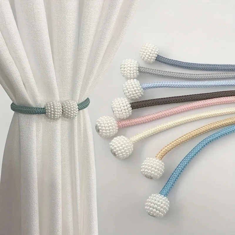 Simple curtain straps pearl magnetic buckle with high strength magnetic attraction fabric storage strap