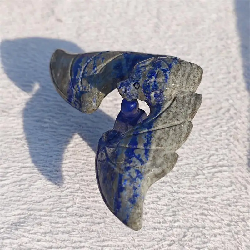 Natural Lapis Lazuli PPyramid Balancing Rotating Bat Carving Reiki Healing Fengshui Reiki Stone DIY Holiday Crafts Gifts 2PCS