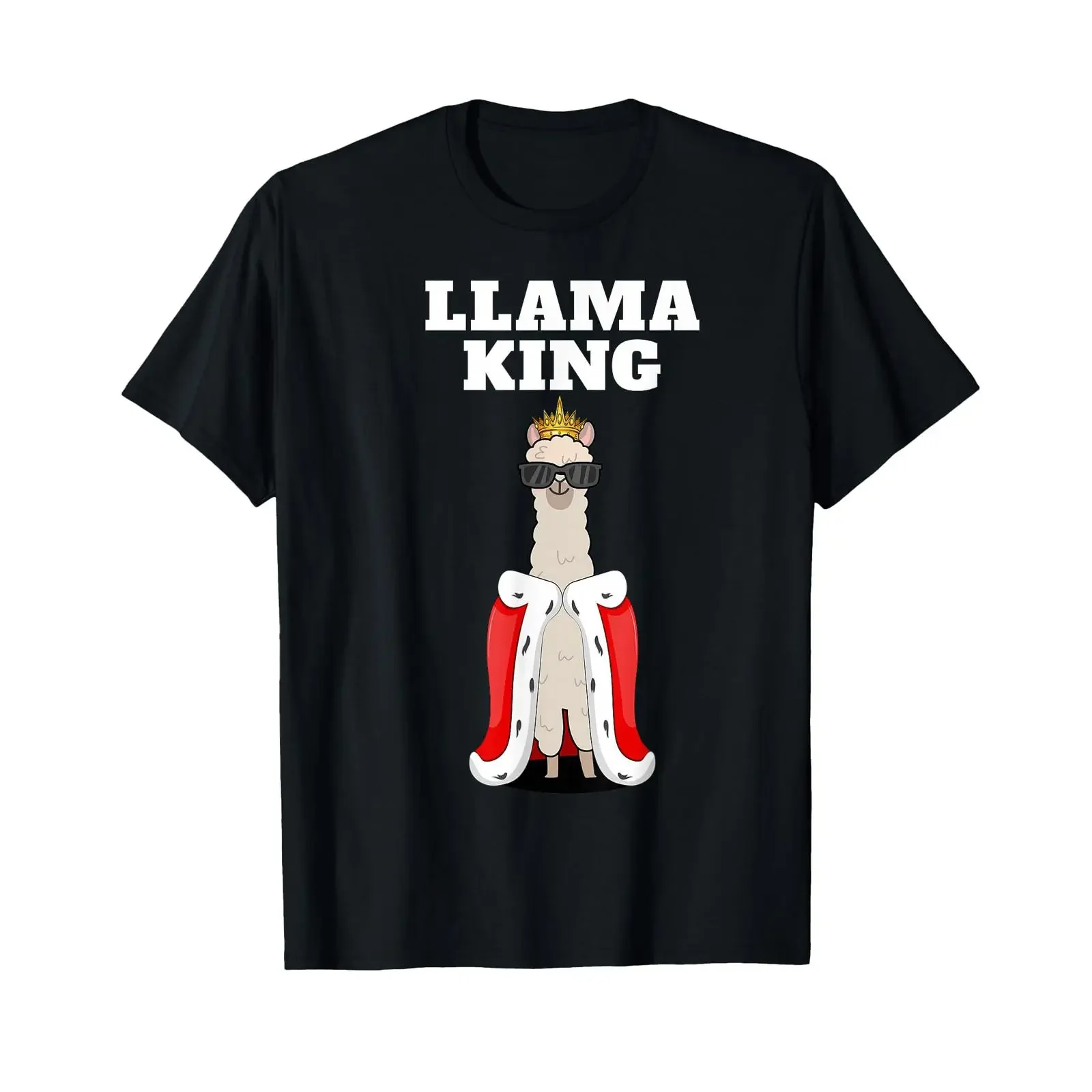 Llama King Boys T Shirt Mens Black vintage Washed Breathable fashion Comfortable Unisex Stretched graphic Top For Everyday Wear