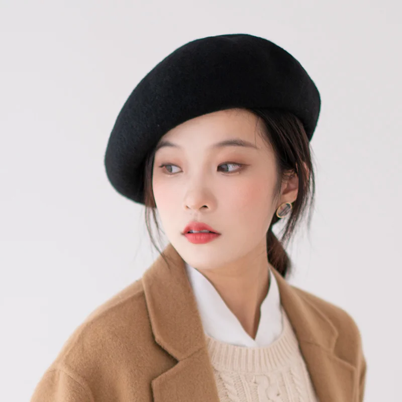 French Berets Vintage Plain Beret Hats Warm Wool Spring Winter Warm Beanie Hat Women Girl Street Cap Winter Berets Women Men