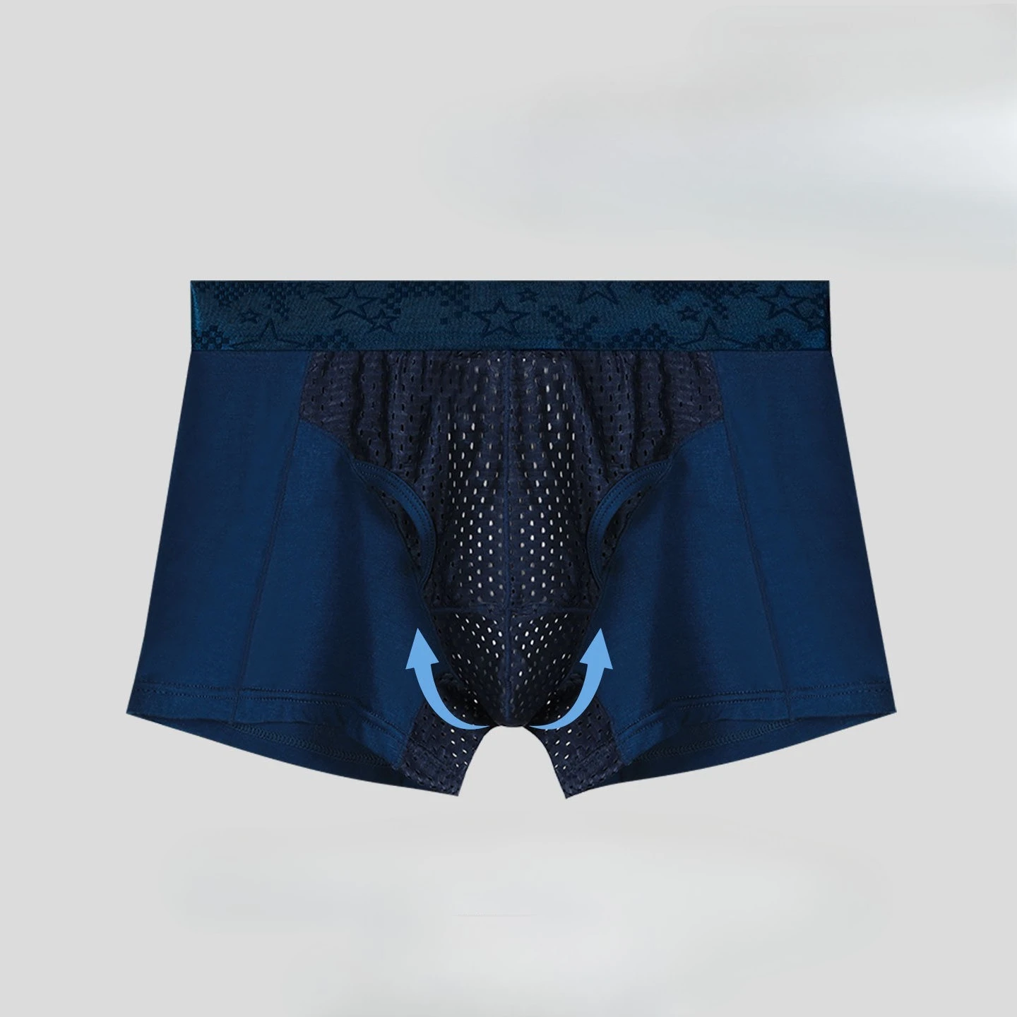 Men Underwear Boxer Briefs Separated Pouch Shorts Solid Panties Man Breathable Ice Silk Underpants Male Cueca Large Size