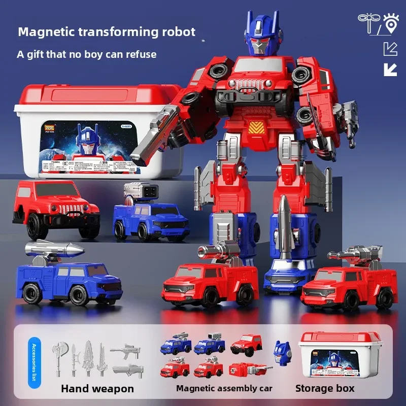 Boy Magnetic Deformation Robot Splicing and Assembling Autobot Educational Boy Toy Gift Set