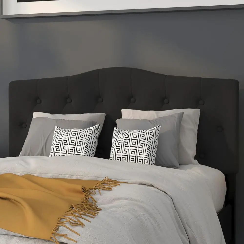 

Upholstered King Size Headboard in Black Fabric