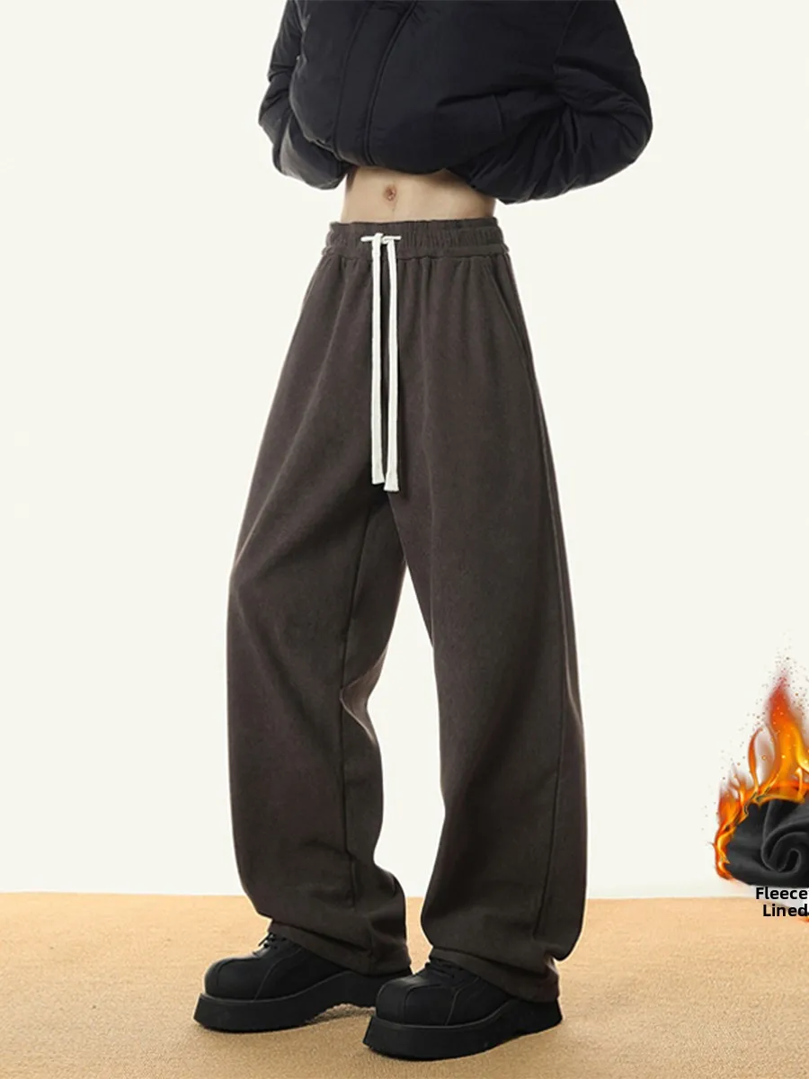 

Corduroy Pants Men's Autumn Winter Thiened Fce Wide Leg Straight Cut Pants American Sle Heavy Du Drapey Trousers