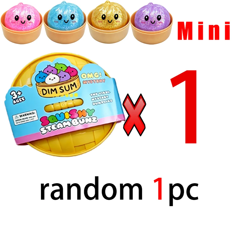 Glitzer-Dumpling-Squishy mit Box – Sensorischer Dampfkugel-Druckentlastungs-Fidget-Spielzeug aus weichem TPR-Teig für Stressabbau – Geschenk