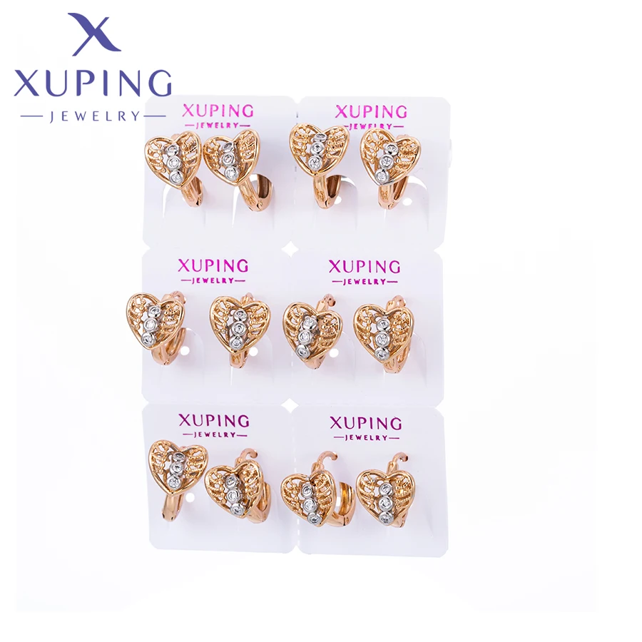 Xuping Jewelry Fashion Round Shape Gold Color 6 Pairs 1 Pack Earring for Women Girl Christmas Gift