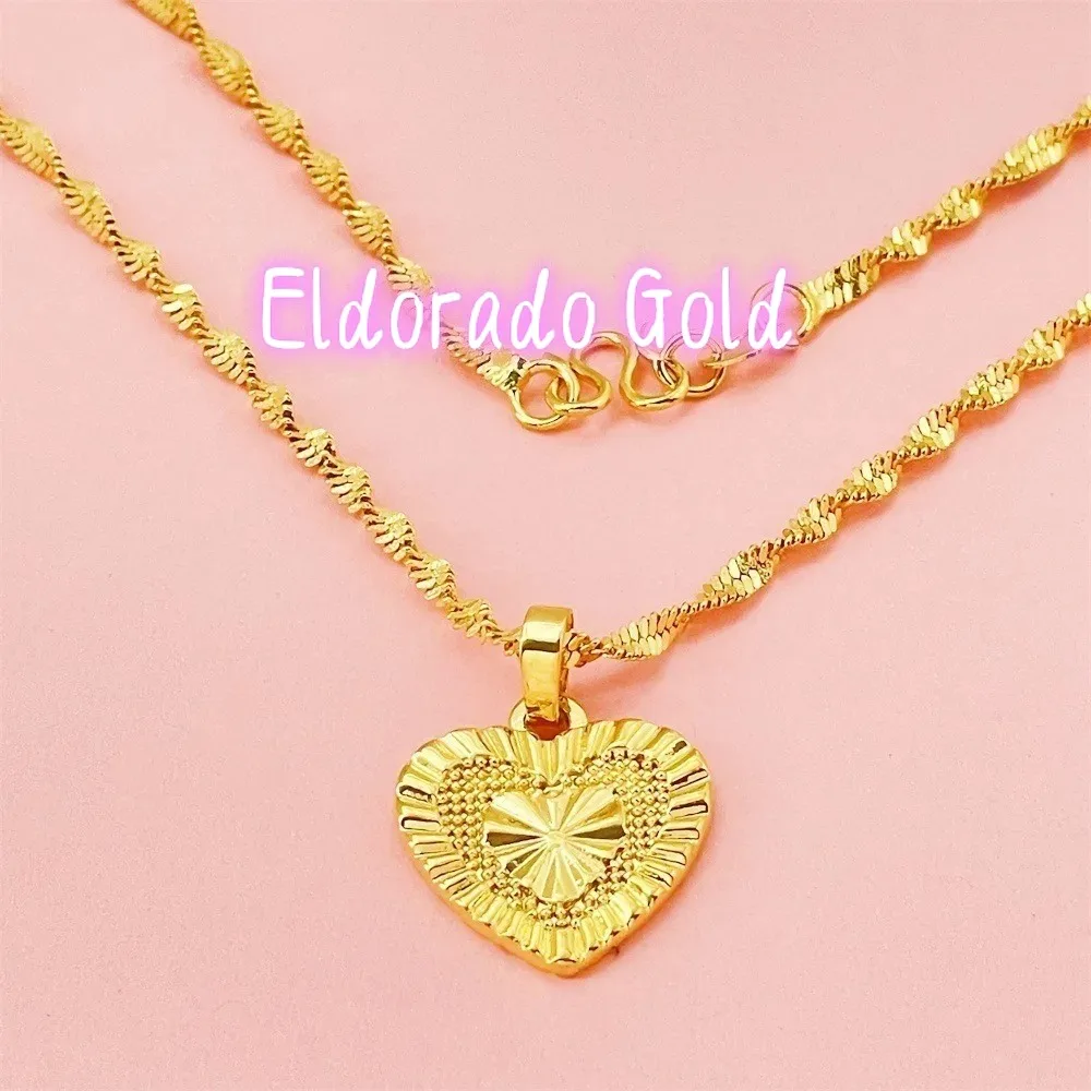 

Золотой кулон Eldorado Gold Luxury 24K 9999 из чистого золота для женщин, в форме сердца, брендовый, легкий люкс, цвет персикового сердца