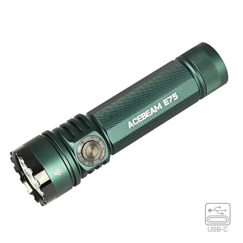 ACEBEAM E75 Quad-Core LED-Taschenlampe USB C wiederaufladbare Taschenlampe mit 21700 Akku 4500LM 260M Taschenlampen Leistungsstarker Verteidigungsblitz 7