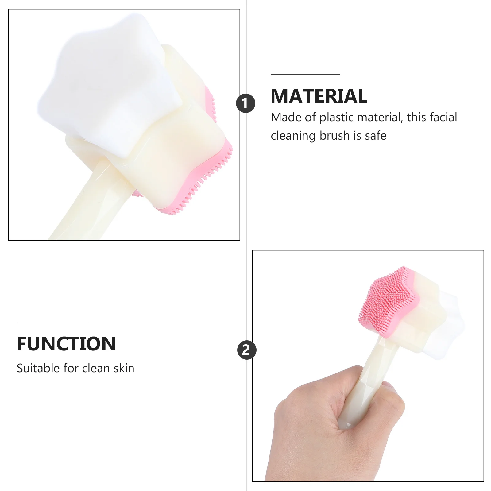 Escova de limpeza facial de silicone portátil ferramenta de cuidados com a pele macio durável alça ergonômica design para uso em viagens em casa branco