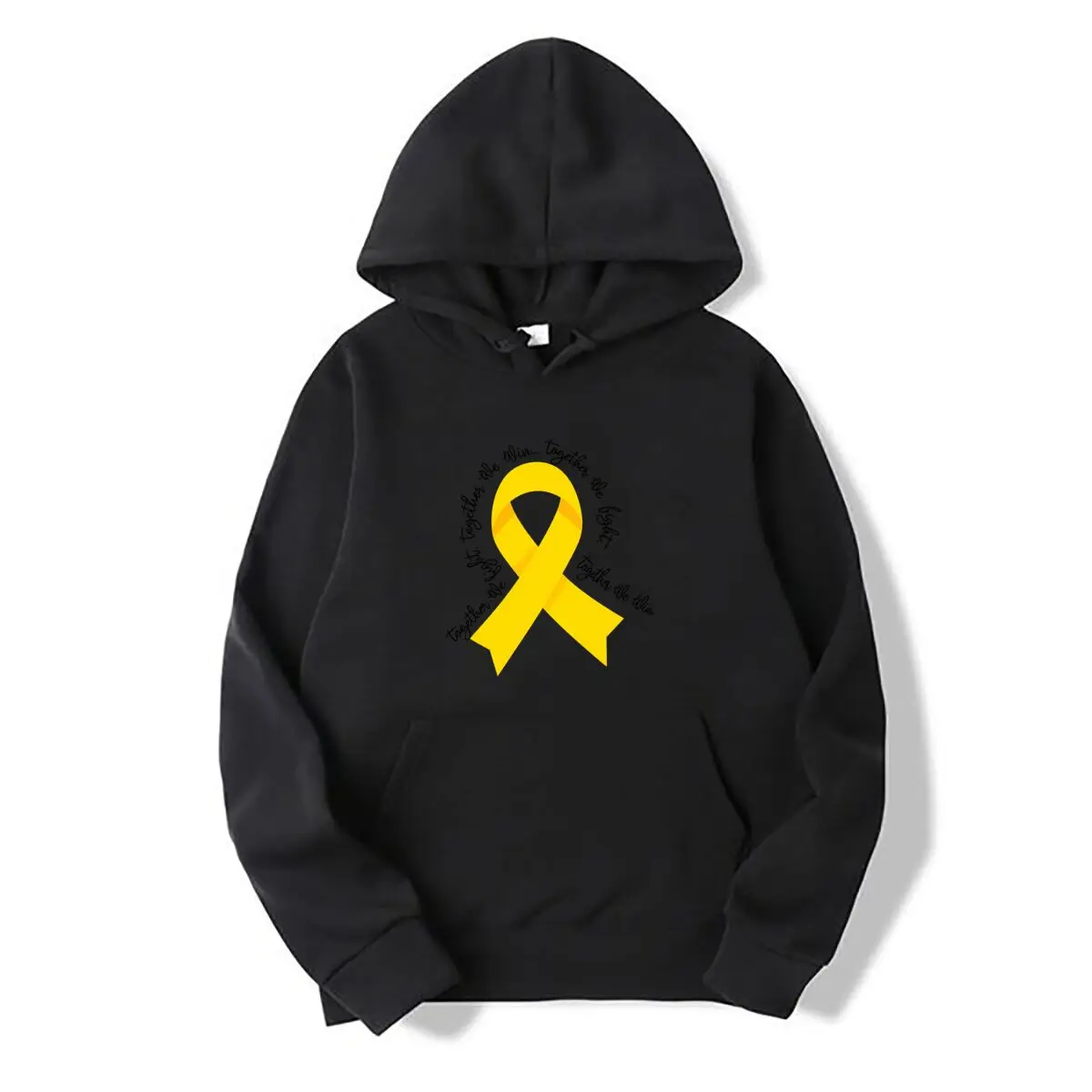 Childhood Cancer Awareness Yellow Ribbon Together We Fight Together We Win Autumn and winter hooded sweatshirts