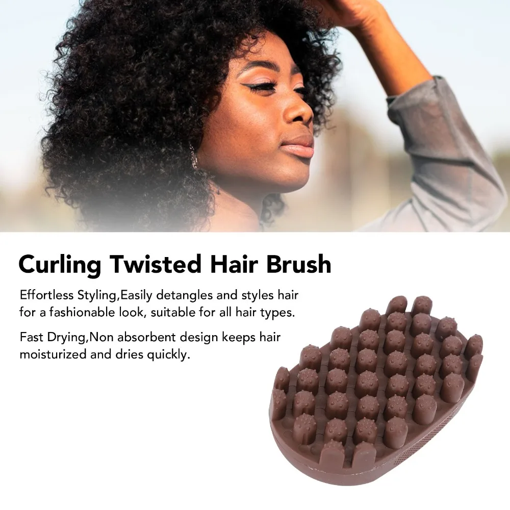 Washable Curling Hair Brush Compact Portable Design Hair Styling Tool Detangling Function Rubber Bristle Twist Curl Comb