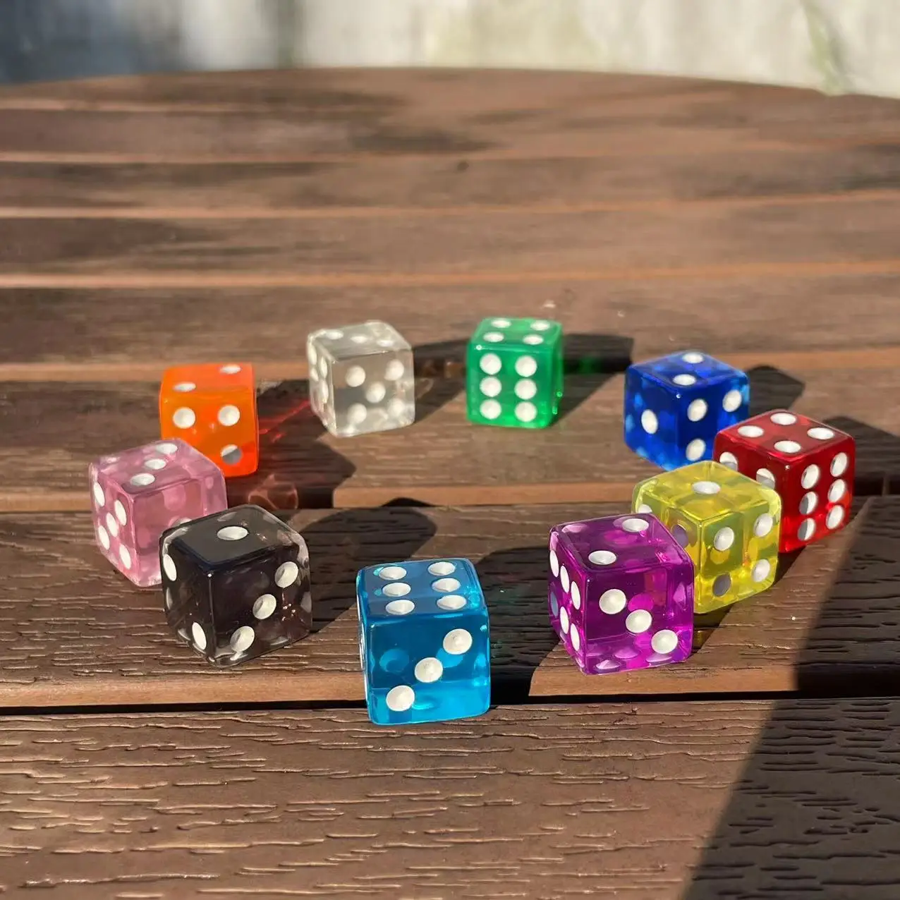 10Pcs/Set 16mm Transparent Colorful  6 Sided D6 Point Dice For Family Board Game Math Learning, Dice for Classroom