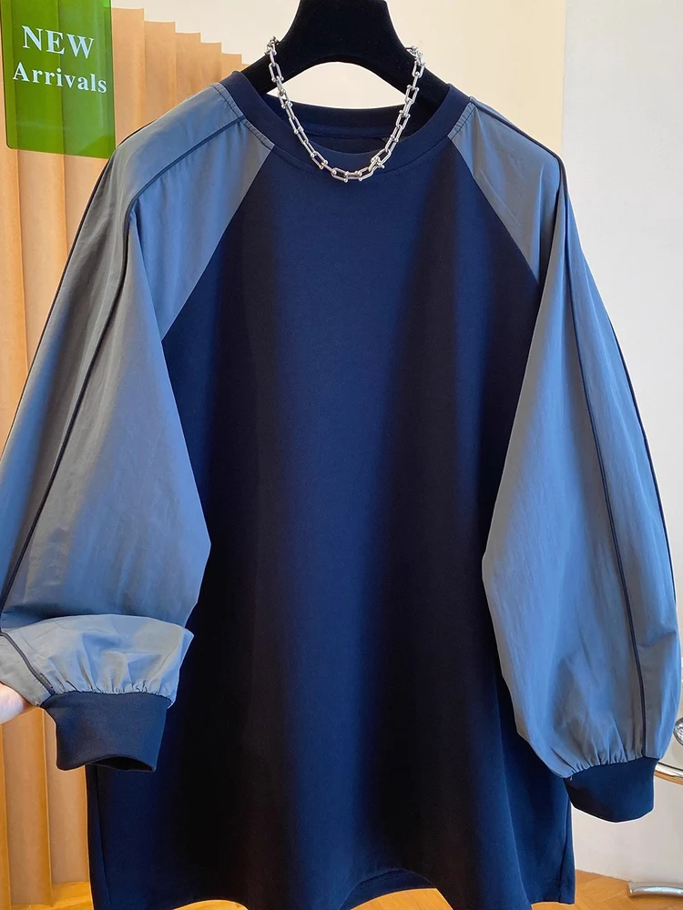 سترة نسائية فضفاضة كبيرة الحجم 300 بو، فريدة وجميلة للغاية، بأكمام طويلة، تصميم عصري مع وصلات، مناسبة للخريف والشتاء