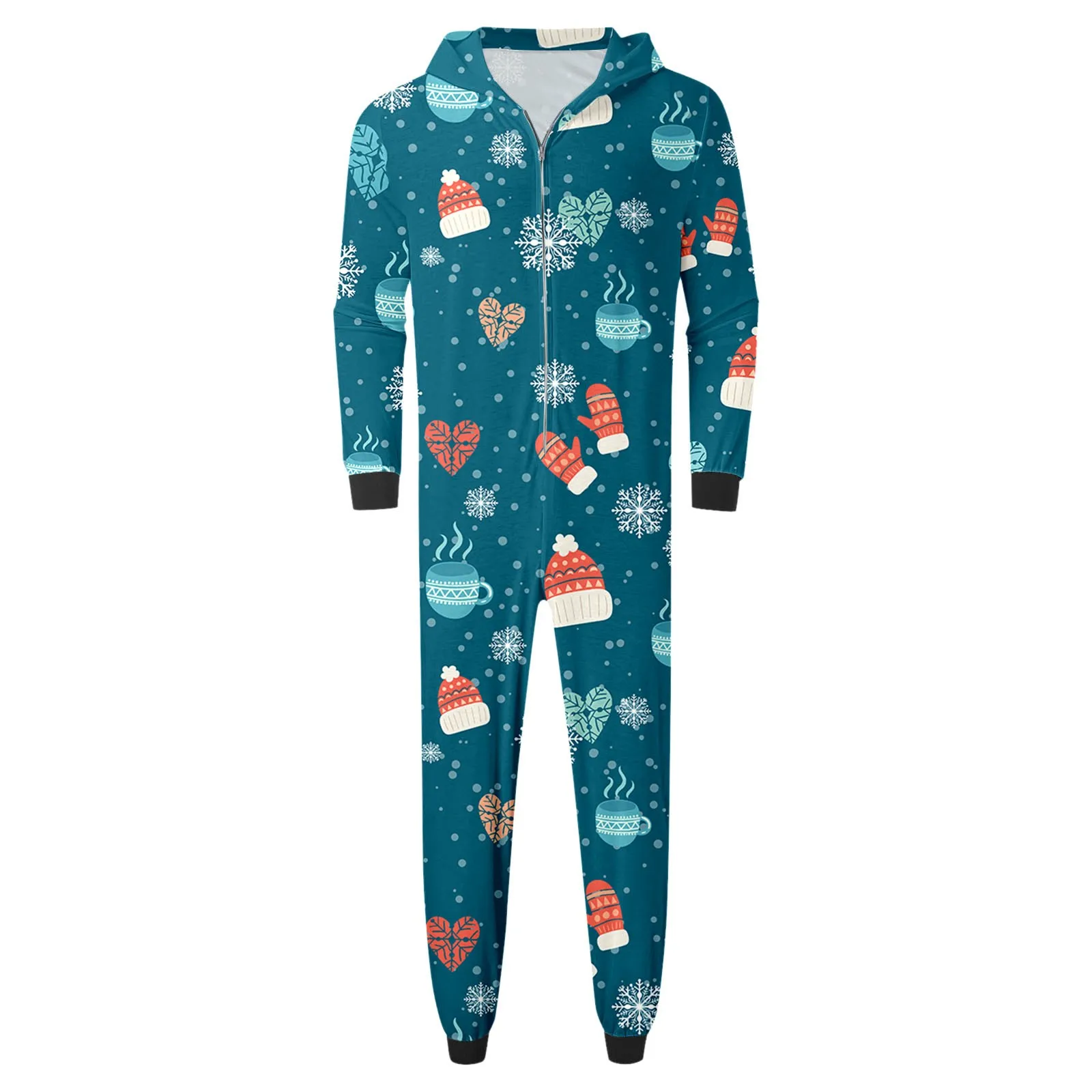 Family Matching Christmas Onesie, Cute Vacation Reindeer Print One-Piece Pajamas Hooded Romper Holiday Sleepwear Nightwear Party