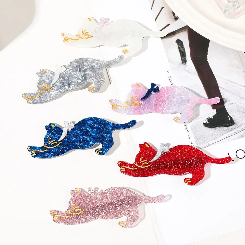 Korean Style Acetic Acid Hair Clip Sweet Cute Cartoon Cat Duckbill Clip Colorful Side Clip Hair Accessories