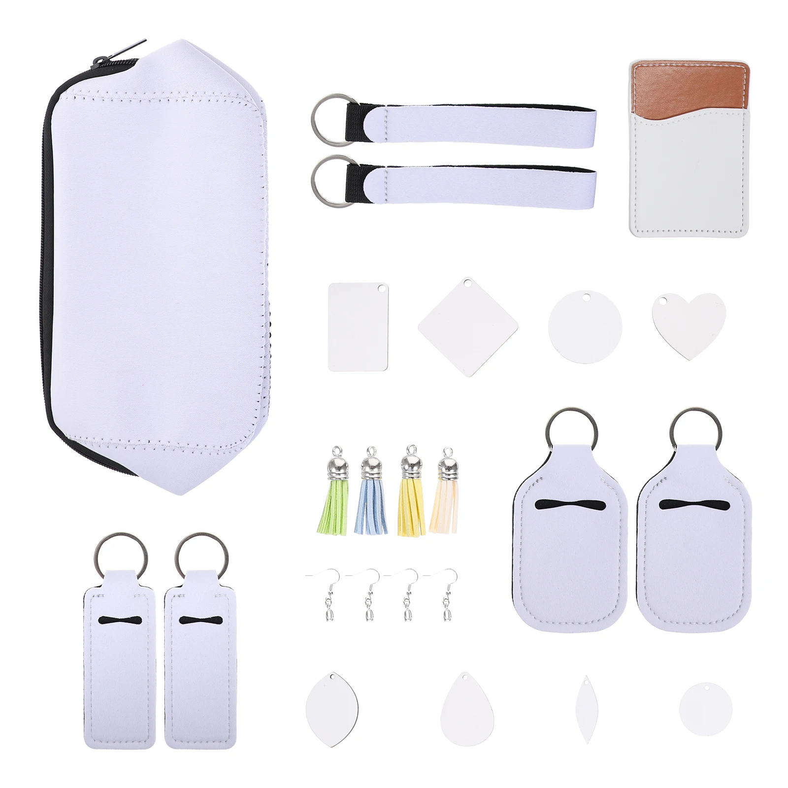 

Dye Sublimation Keychains Earrings Lipstick Covers Phone Card Holder Craft Supplies Polyester DIY Art Accessories Heat Transfer