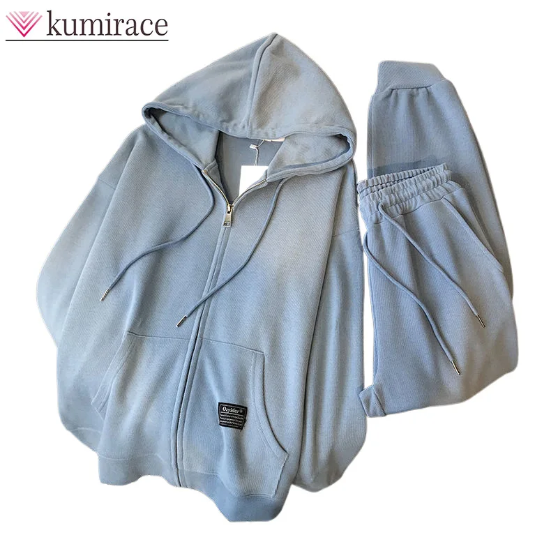 

Arge Casual Sports Set Women's Spring and Autumn Korean Version Loose Hooded Sweater Two-piece Set Hoodies for Womeny2k Zip Up H