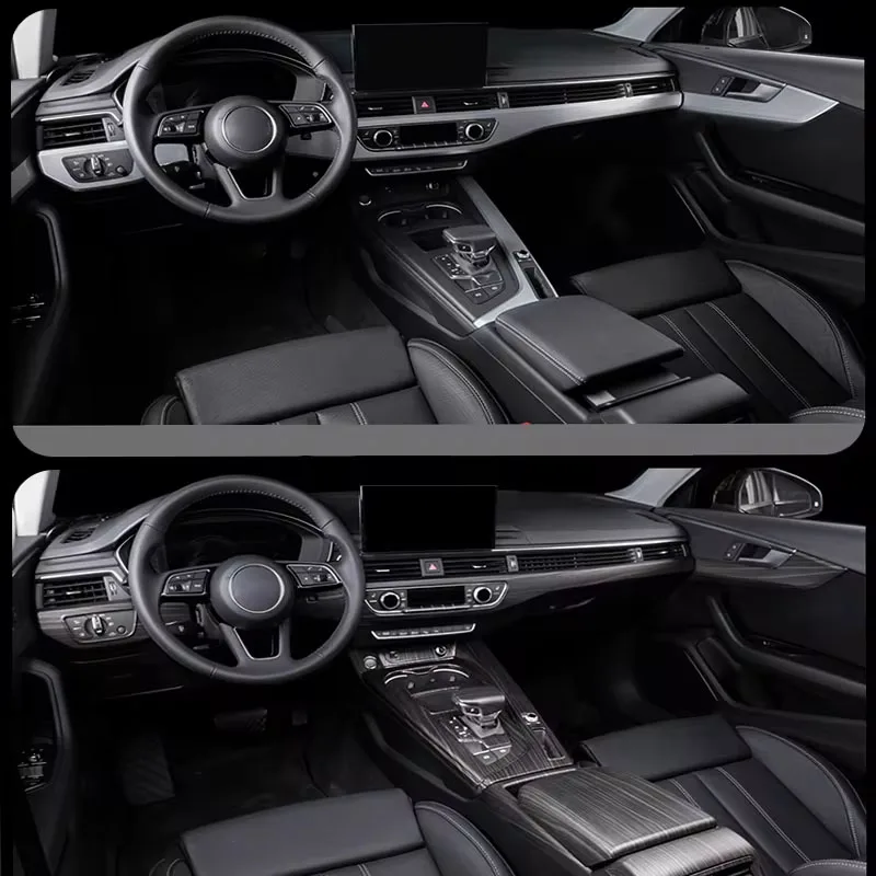 For Audi A4L A5 2017-2024 Wood Grain Carbon fiber Sticker ABS Interior Modification Decoration Center Console Gear Dashboard