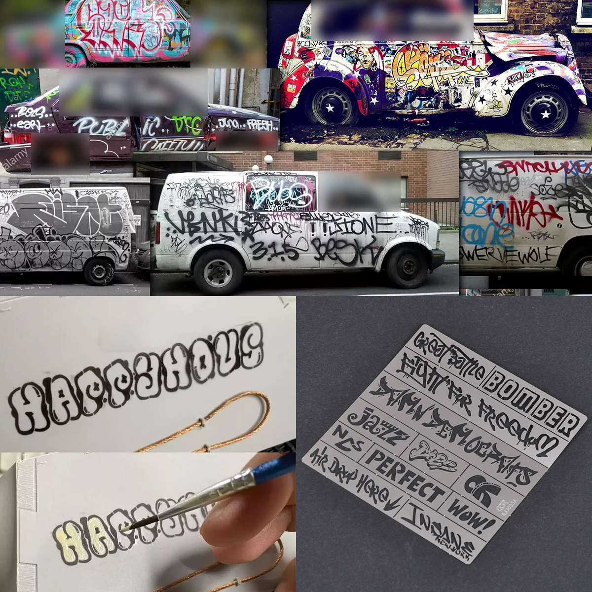 

Scale model kit painting tools Reusable metal Hollow airbrush stencil Spray mask Urban street graffiti Multi-scale