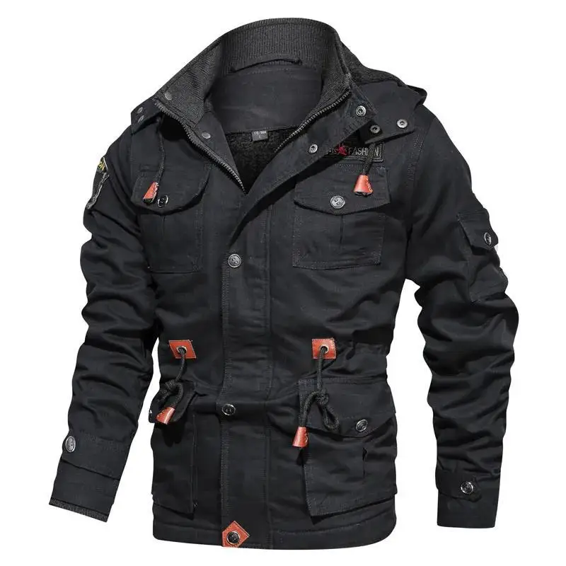 

Mens Winter Fleece Lined Thick Jacket Big Size Hooded Mid Long Coat Casual Warm Parka Outerwear