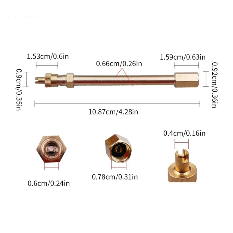 Tire Valves Extension, Straight Tire Valves Stem Extension Brass Adapter for Scooters Mountain Bike Balanced Vehicle