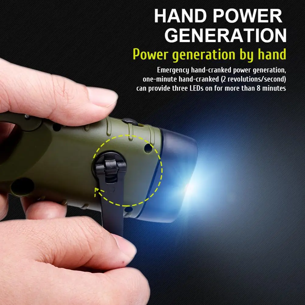 พลังงานแสงอาทิตย์ Hand Crank ไฟฉายฉุกเฉิน LED Light Survival ไฟฉายสําหรับ Outdoor Camping Mountaineering