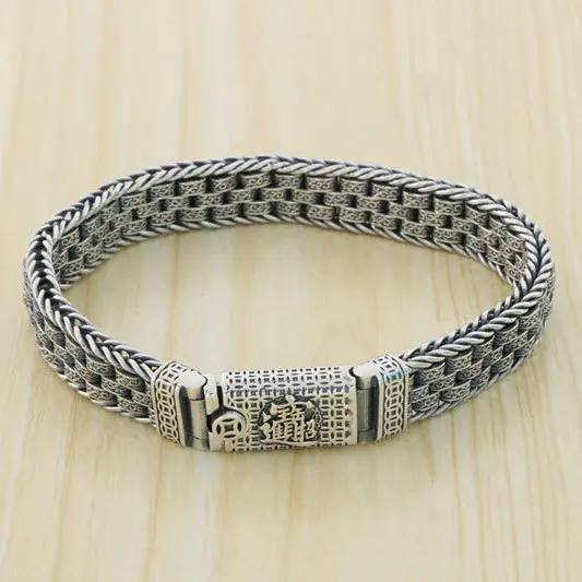 

Domineering and wealth seeking men's 925 sterling silver woven bracelet men's retro national trend brand ethnic style personaliz