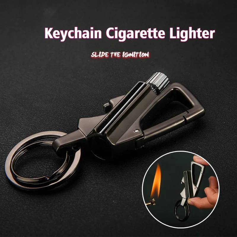

New Coal Oil Waterproof Lighter Cigar Igniter Metal Keychain Windproof Smoke Open Flame Cigarette Lighters & Smoking Accessories
