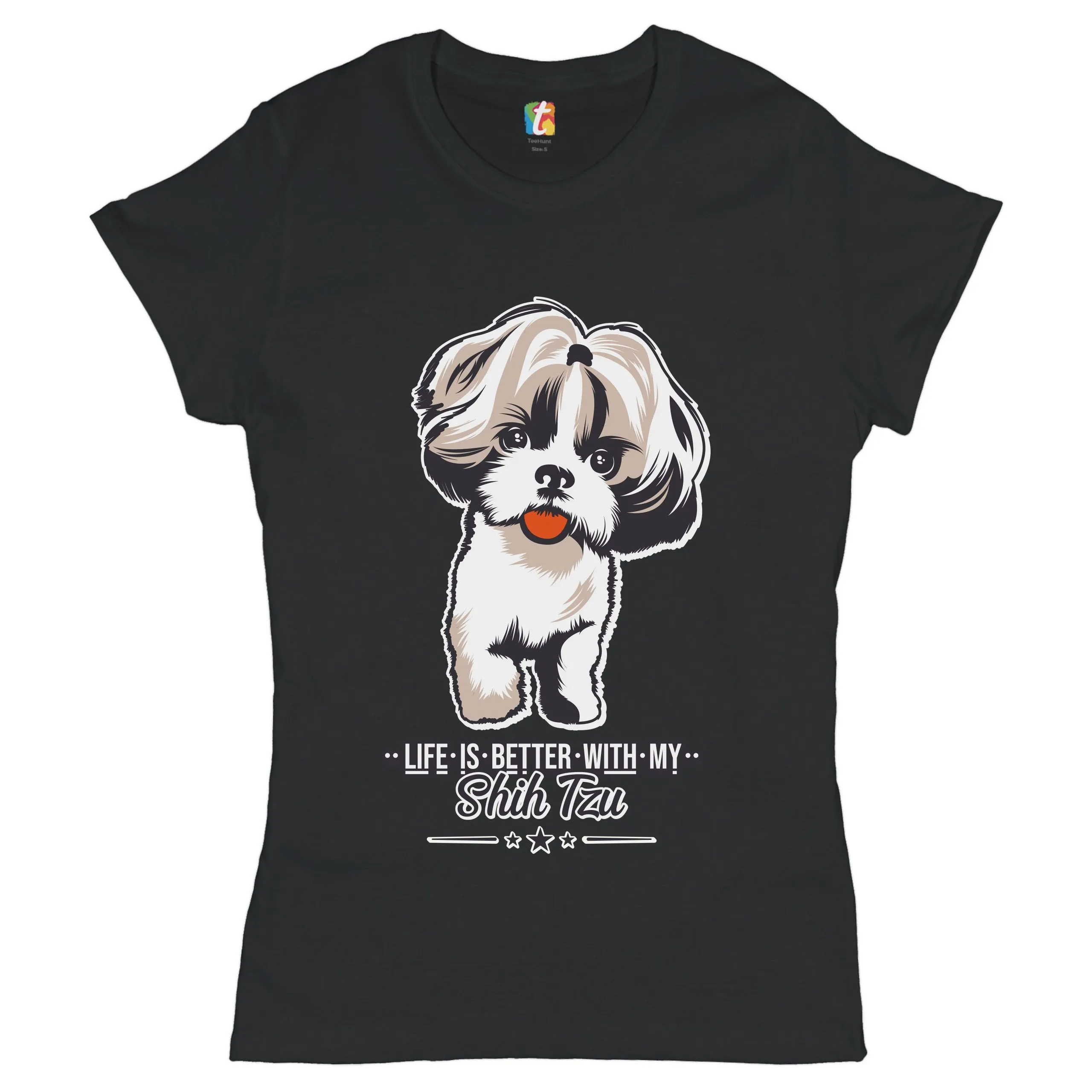 Life is Better With My Shih Tzu T Shirt Small Dog Lover Toy Women's