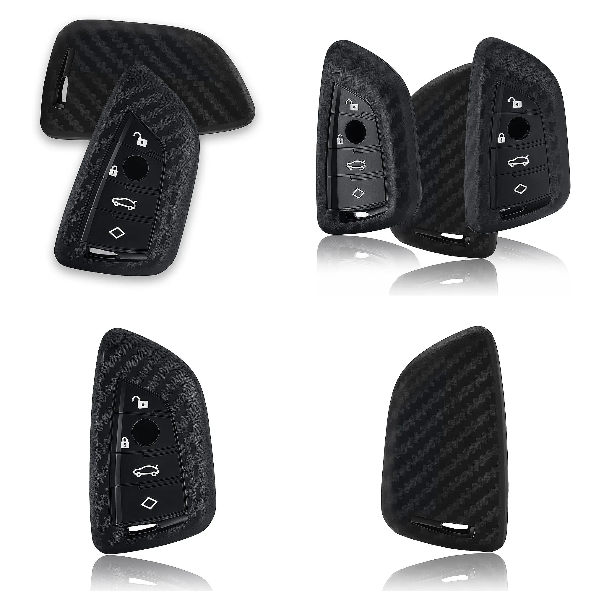 For BMW 2 3 5 6 7 Series X1 X2 X3 X5 X6 2023 2022 2021 Remote 4 Button Silicone Key Fob Ring Chain Case Cover Holder Protector