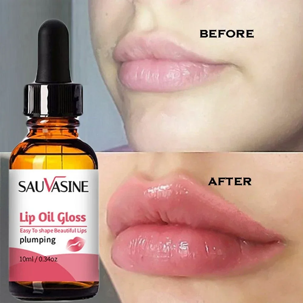 Natural Lip Plumper Instant Volumising Repairing ลดริ้วรอย 10ML Lip Oil บรรเทาริมฝีปากแห้ง Plumping แต่งหน้าเครื่องสําอาง